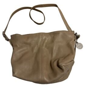 SAS Leather Shoulder Bag Purse Taupe Vintage Neutral